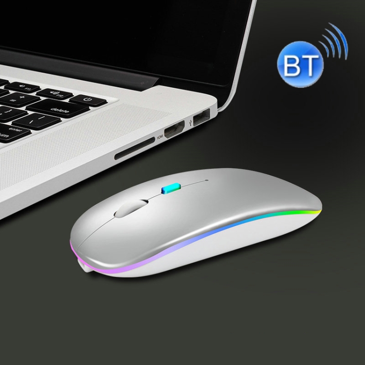 

Y20 4 Keys Colorful Glow Charging Mute Mouse Notebook Game Wireless Mouse, Colour: Bluetooth Version (Silver)