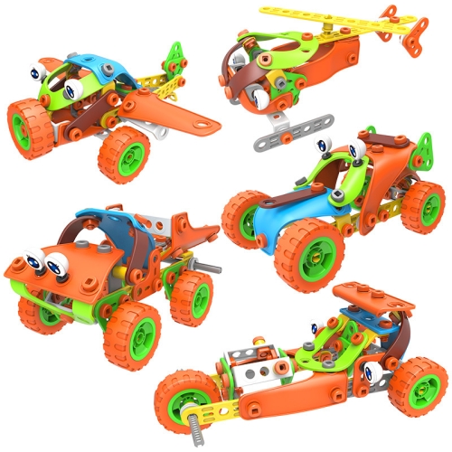 

5 in 1 Children Soft Assembled Building Blocks 136PCS DIY Engineering Vehicle Model, Style: Color Box