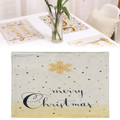 

Cotton Linen Christmas Printed Decorative Placemats Dining Table Insulation Coasters, Specification: Single Side(Snowflake)