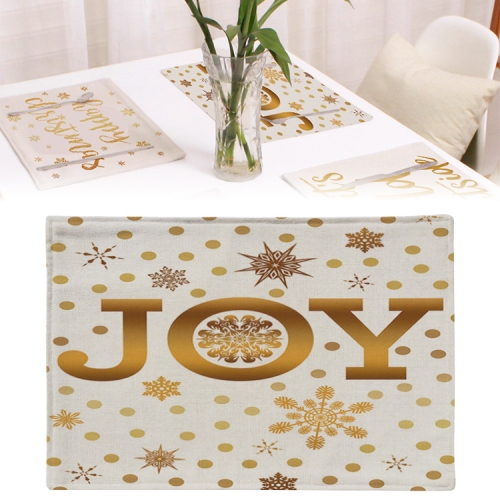 

Cotton Linen Christmas Printed Decorative Placemats Dining Table Insulation Coasters, Specification: Single Side(Joy)