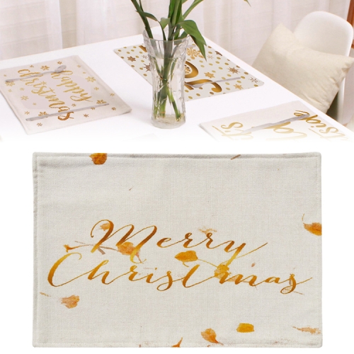 

Cotton Linen Christmas Printed Decorative Placemats Dining Table Insulation Coasters, Specification: Double Layer+Anti-slip Point(Merry Christmas)