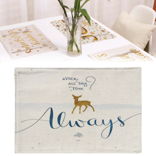 

Cotton Linen Christmas Printed Decorative Placemats Dining Table Insulation Coasters, Specification: Double Layer+Anti-slip Point(Deer)