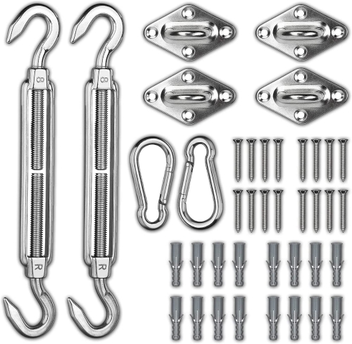 

24 in 1 304 Stainless Steel Fixed Shade Sail Accessories Diamond Buckle Flower Basket Spring Buckle, Spec: M8 Set