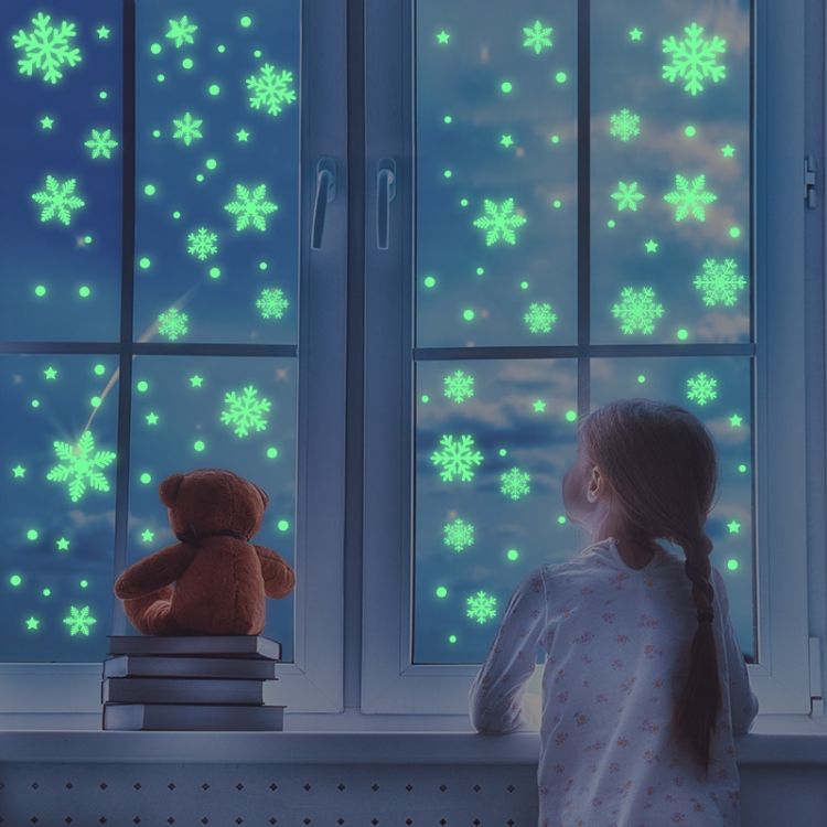 

5 Sets Christmas Luminous Fluorescent Snowflake Decoration Sticker,Style: BQ028 Static Electricity