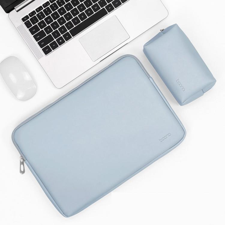 

Baona BN-Q001 PU Leather Laptop Bag, Colour: Sky Blue + Power Bag, Size: 15/15.6 inch