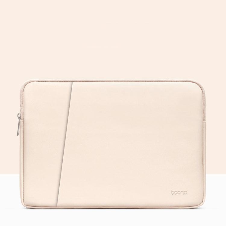 Baona BN-Q001 PU Leather Laptop Bag, Colour: Double-layer Apricot, Size: 15/15.6 inch