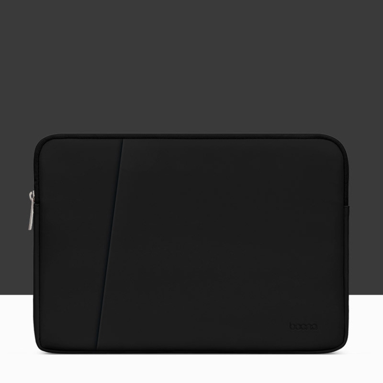 Baona BN-Q001 PU Leather Laptop Bag, Colour: Double-layer Midnight Black, Size: 15/15.6 inch