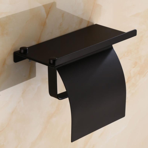 

4103 Stainless Steel Roll Paper Holder Mobile Phone Paper Towel Rack Hotel Bathroom Rack, Color: Black