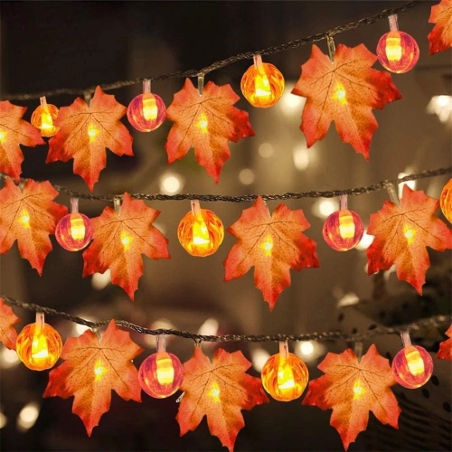 

1.5m 10 LEDs Maple Pumpkin Lantern String Lights Halloween Thanksgiving Garden Party Room Decoration Lights(Warm Light)