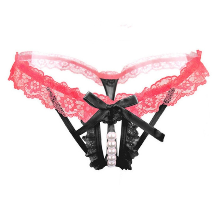 

3 PCS Lady Pierced Sexy Panties Temptation Lace Translucent T Underwear(Black)