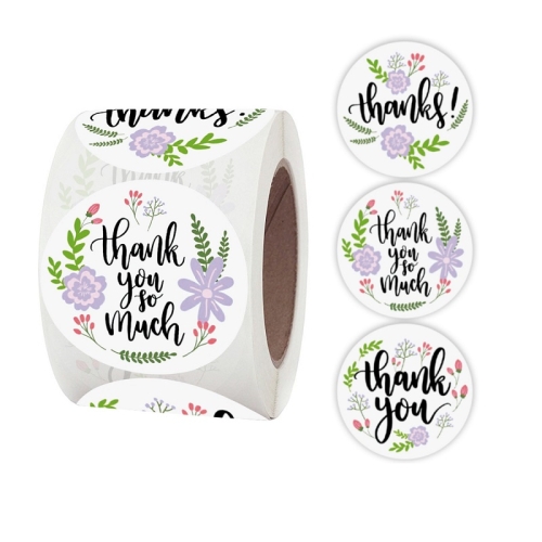 

5 PCS Roll Floral Thank You Sticker Birthday Party Gift Packaging Label, Size: 38mm / 1.5 Inch(A-133-38mm)