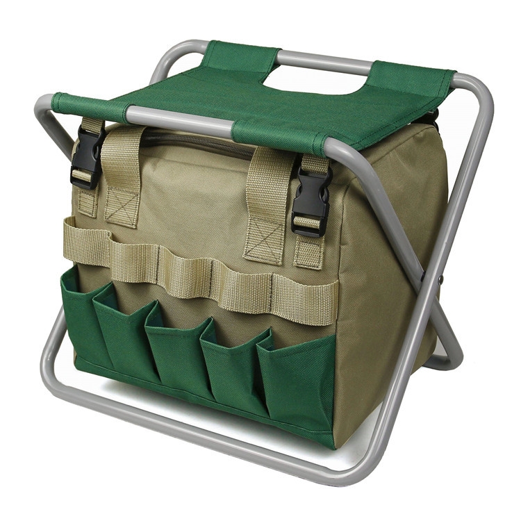 

Detachable Garden Folding Stool Multifunctional Garden Tool Storage Bag Gardening Stool( Gray Tube)