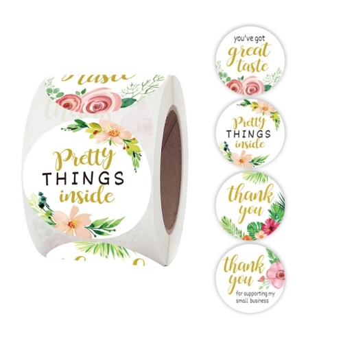 

5 PCS Roll Floral Thank You Stickers Wedding Party Decoration Stickers, Size: 3.8cm / 1.5 Inch(A-134-38mm)