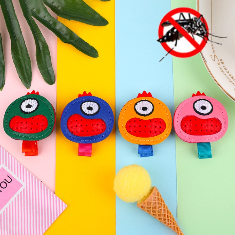 

4 PCS Summer Children Cartoon Pattern Clothing Backpack PU Anti-mosquito Clip Mosquito Repellent Buckle, Style:One-eyed Monster