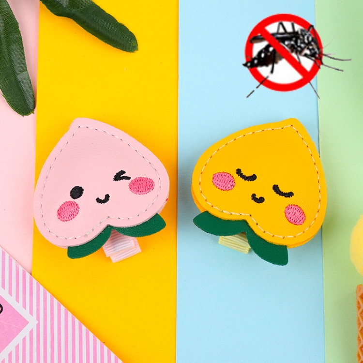 

4 PCS Summer Children Cartoon Pattern Clothing Backpack PU Anti-mosquito Clip Mosquito Repellent Buckle, Style:Emoticon Peach
