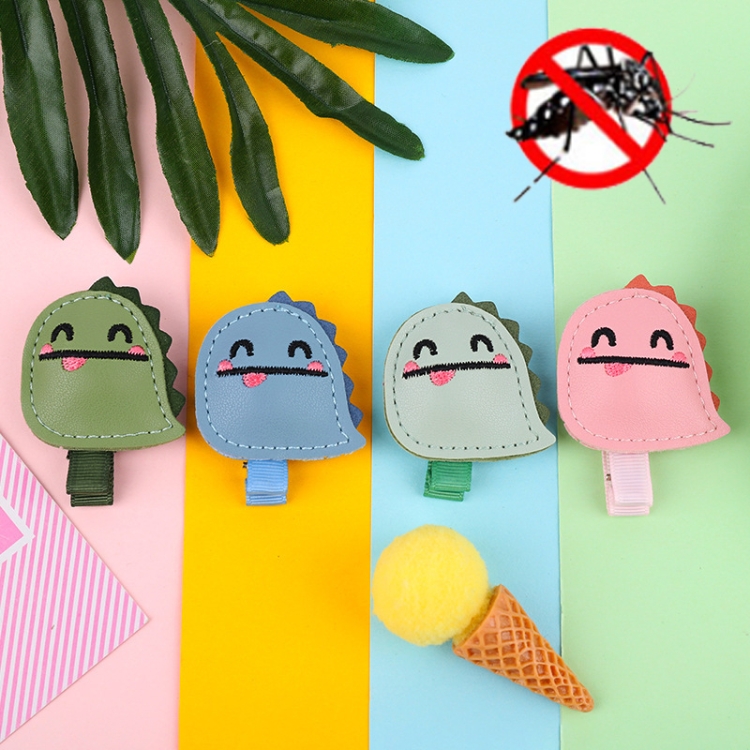 

4 PCS Summer Children Cartoon Pattern Clothing Backpack PU Anti-mosquito Clip Mosquito Repellent Buckle, Style:Little Dinosaur
