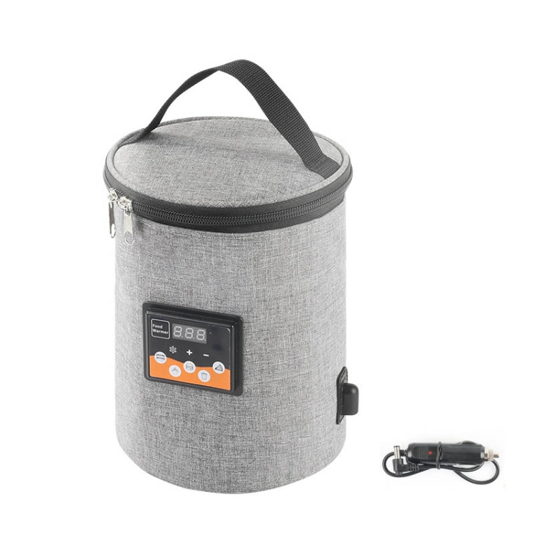 

Car Outdoor Bottle Wipes Food Heating Warm Bag Temperature Adjustable Bottle Warmer(Round Gray)