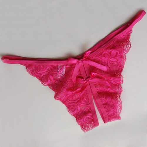 

3 PCS Sexy Opening Crotch Panties Flower Lace Briefs Thongs(Pink)