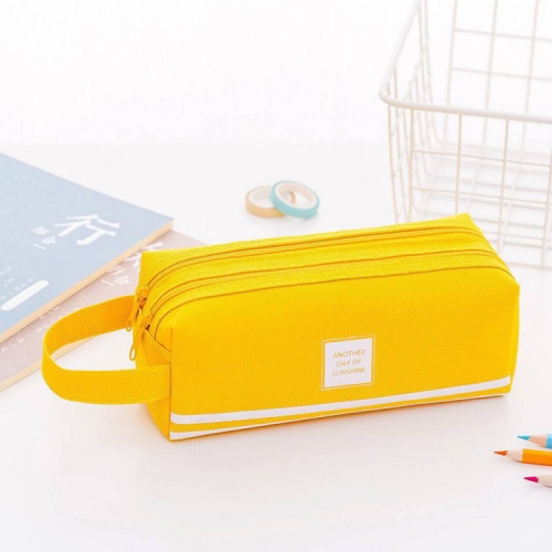 

Double Zipper Large Pencil Case Kawaii School Pencilcase Big Pen Box Girls Gifts Cute Stationery Supplies(Yellow)