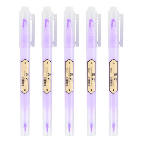 

5 PCS Small Fresh Double-headed Color Fluorescent Tasteless Marker(Purple)