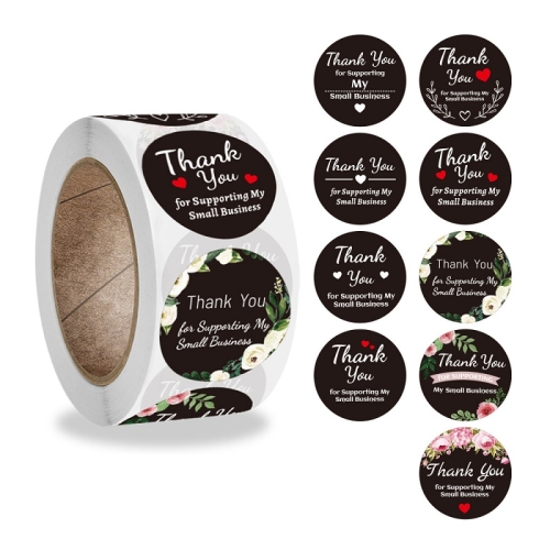 

10 PCS Round Thank You Sticker Floral Decoration Gift Envelope Sealing Sticker, Size: 2.5cm / 1 Inch(A-194)