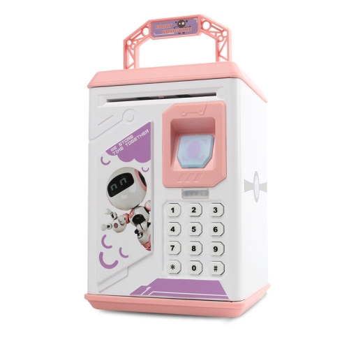 

Children Cartoon Simulation Fingerprint Unlock Password Piggy Bank, Specification:Battery (Pink)