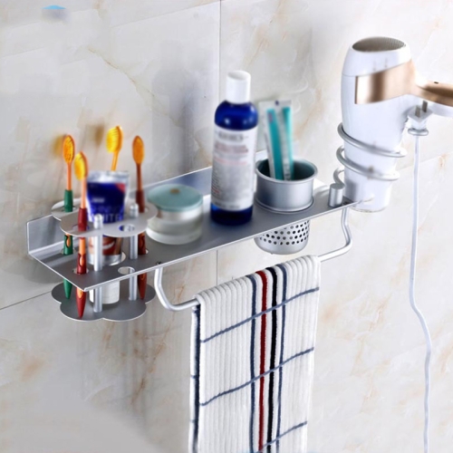 

Space Aluminum Golden Hair Dryer Rack With Toothbrush Holder