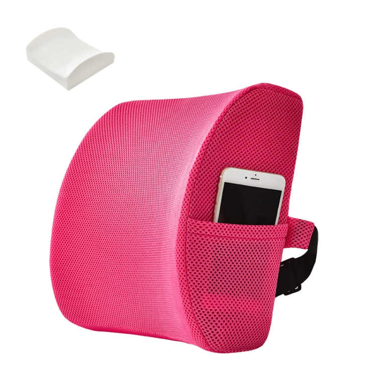 

Office Waist Cushion Car Pillow With Pillow Core, Style: Memory Foam(Mesh Rose Red)
