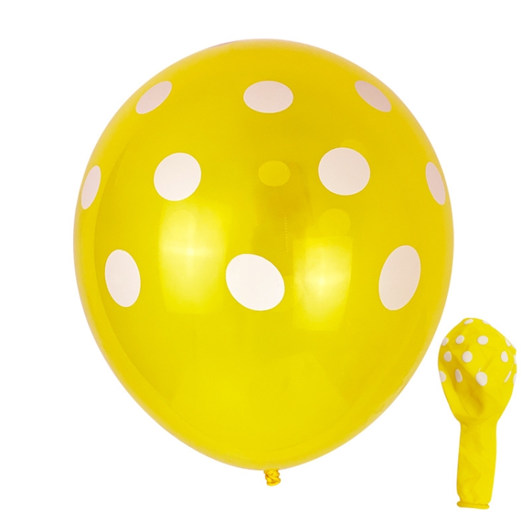 

100 PCS FY-10280 12 Inch Dot Party Decorative Balloon Wedding Scene Arrangement Latex Balloon(Yellow White Dot)