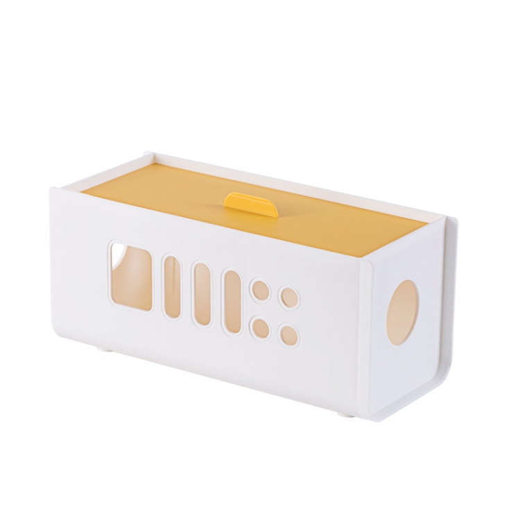

XM009 Plastic Plug-In Electric Wire Storage Box Power Board Wire Clip Box Charger Storage Finishing Box(White+Yellow Cover)