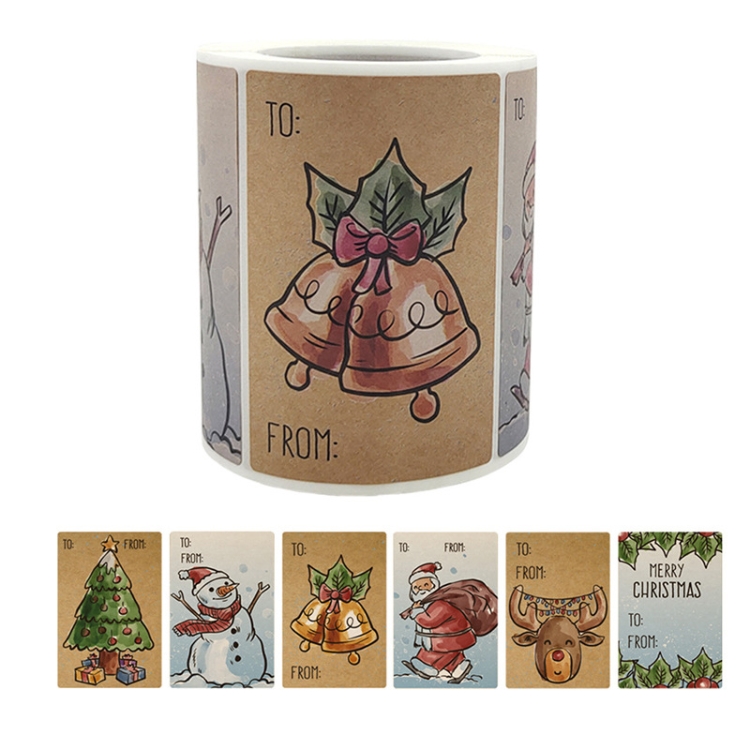 

LG-210730-7050-001 Rectangular Christmas Sticker Holiday Decoration Self-Stick Product Label, Size: 75x50mm