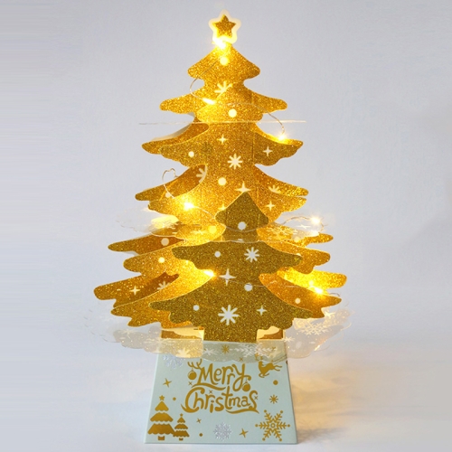 

2 PCS Christmas Decorations Mini Desktop Christmas Tree Ornaments, Specification: Gold Warm Lamp