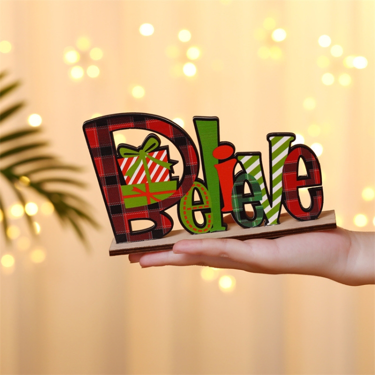 

3 PCS Christmas Desktop Decorations Wooden Colored Letters Ornaments, Specification: Horizontal Gift Package