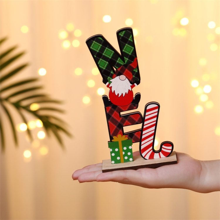 

3 PCS Christmas Desktop Decorations Wooden Colored Letters Ornaments, Specification: Sitting Old Man