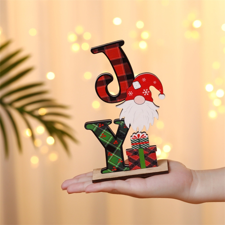 

3 PCS Christmas Desktop Decorations Wooden Colored Letters Ornaments, Specification: Erect Old Man Head