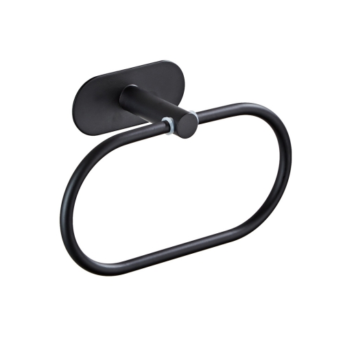 

Punch-Free 304 Stainless Steel Black Series Bathroom Hardware Pendant Rack,Style: Towel Ring