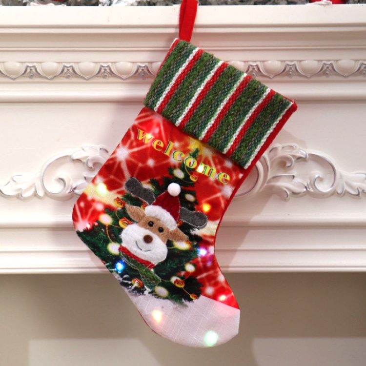

LED With Light Glow Christmas Stocking Children Gift Bag(Deer)