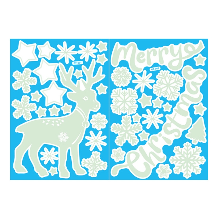 

3 Sets Christmas Decoration Luminous Stickers Window Glass Wall Stickers(QT001-002 With Glue)