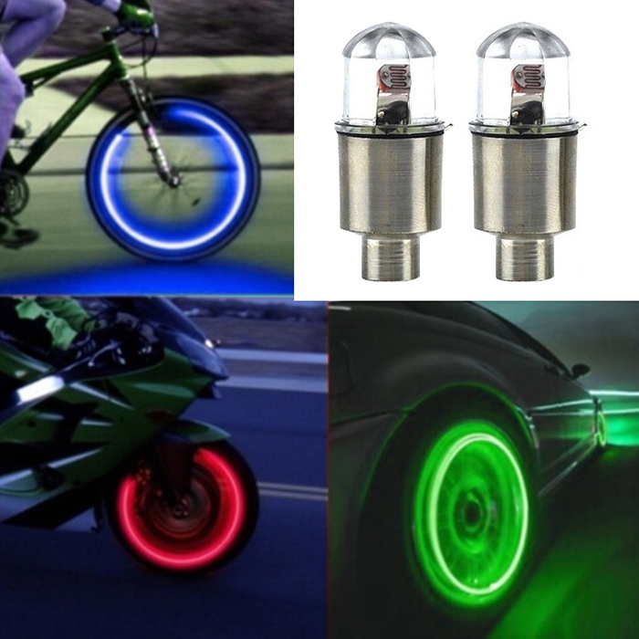 

2 PCS Bike Supplies Neon Strobe LED Tire Valve Caps lights
