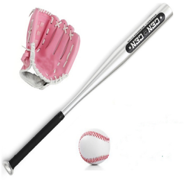 

3 in1 Aluminum Alloy Baseball Bat + Baseball + Storage Bag Set(with Pink Gloves)