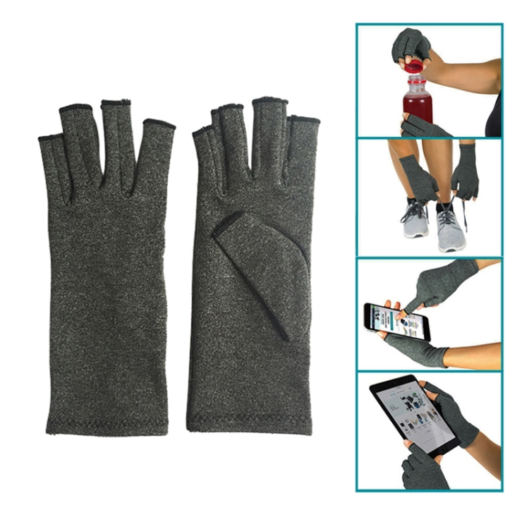 

Half Finger Cycling Gloves Arthritis Pressure Health Gloves High Elastic Breathable Anti-edema Rehabilitation Riding Glov(Gray)