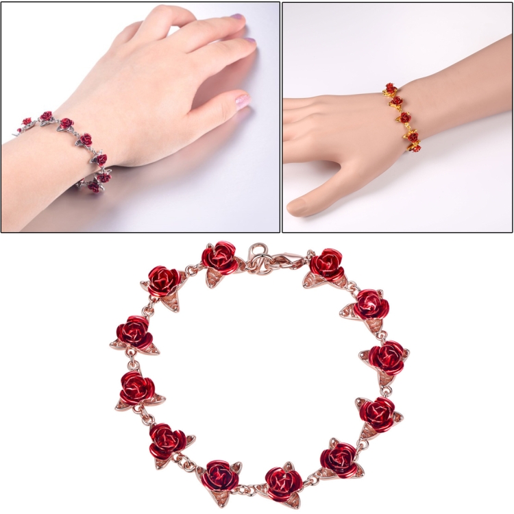 

Bracelet Red Rose Flowers Wrist Chain Bracelets For Women(Rose Gold )