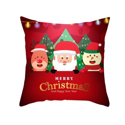 

3 PCS Christmas Peach Skin Cartoon Print Pillowcase Home Living Room Sofa Cushion Cover Without Pillow Core, Size: 45x45cm(TPR423-1)