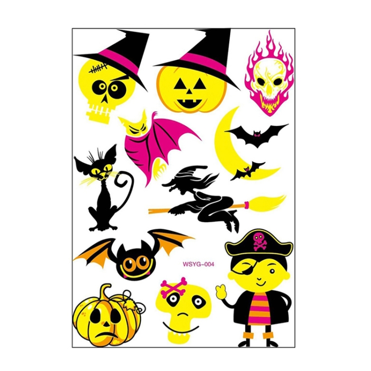 

5 PCS Halloween Fluorescent Children Water Transfer Sticker Cartoon Animal Tattoo Sticker(WSYG04)