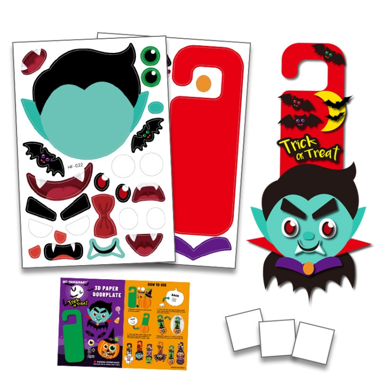 

5 Sets Children Cartoon Halloween Decoration Door Hanging Stickers Holiday DIY Game Emoticons(Vampire)