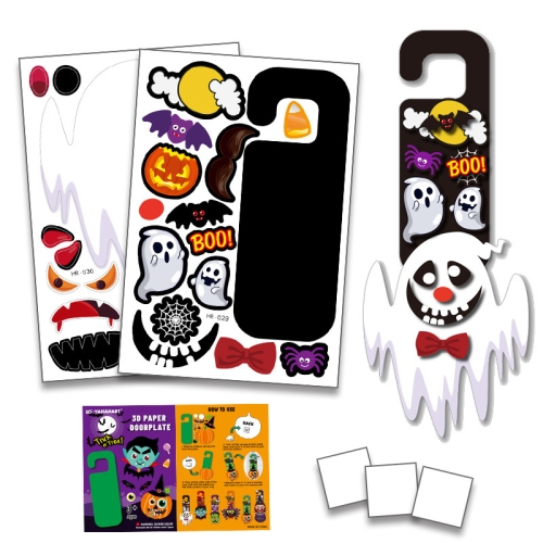 

5 Sets Children Cartoon Halloween Decoration Door Hanging Stickers Holiday DIY Game Emoticons(Ghost)