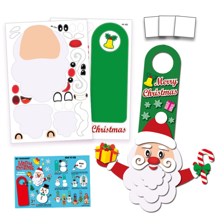 

5 Sets Children Christmas Three-Dimensional Decoration Door Hanging Sticker Wall Sticker Game Emoji Sticker(HR033-034 Santa)