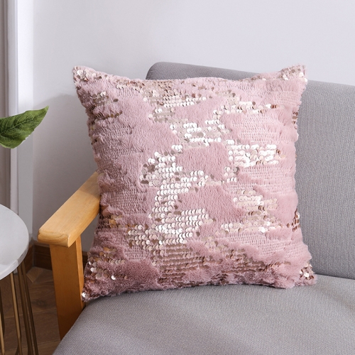 

Double-sided Sequin Plush Pillowcase + Pillow Home Living Room Sofa Cushion, Specification: 40x40cm(39 Lightning Sequins Pink)