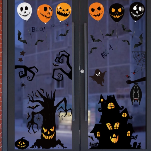 

3 Sets Halloween Decoration Stickers Pumpkin Lamp Spider Ghost Electrostatic Stickers,Style: BQ040ABCD-50-51