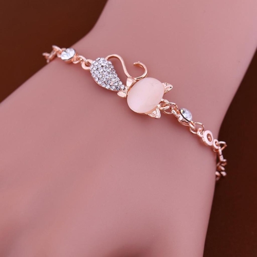 

Lovely Cat Pendant Bangle Women Elegant Crystal Opals Rhinestone Bangles